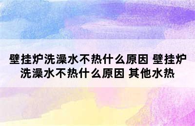 壁挂炉洗澡水不热什么原因 壁挂炉洗澡水不热什么原因 其他水热